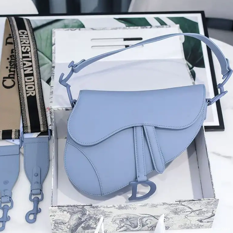 Cheap Dior Calfskin Saddle Blue Ultramatte Bag 0404 Luxury